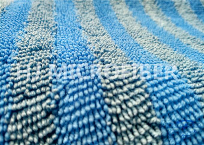 La microfibra azul hecha punto deformación torció la tela de pila para el trapo/el plumero, tejido de poliester