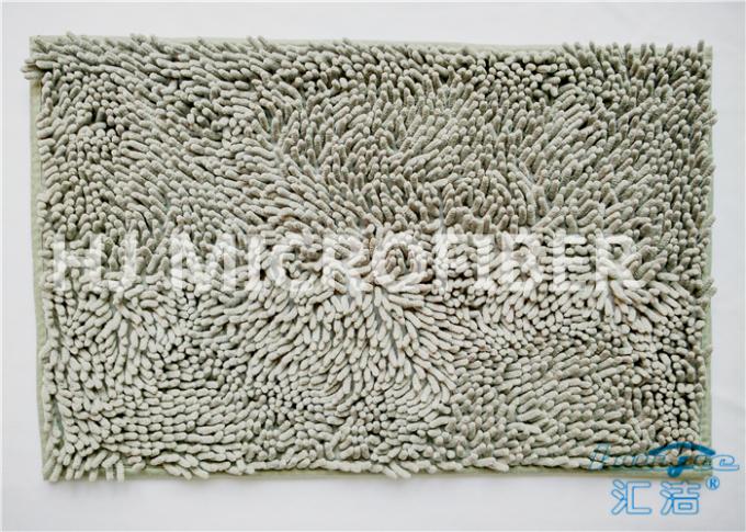 Gris antideslizante de la estera del piso de la cocina de la microfibra del forro de goma grande de la felpilla de la felpa