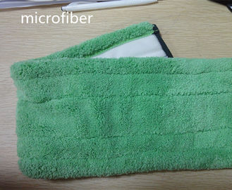 Paño grueso y suave coralino del verde del doblez de la fregona de polvo de la microfibra el 13*51cm que apoya los cojines mojados de la fregona del velcro blanco