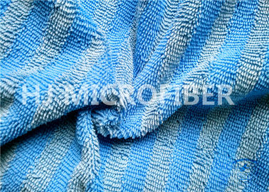 La microfibra azul hecha punto deformación torció la tela de pila para el trapo/el plumero, tejido de poliester